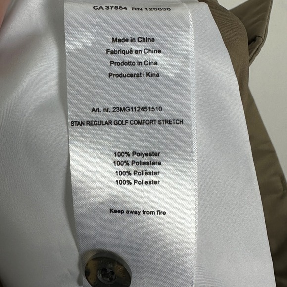 J Lindeberg Stan Regular Golf Pants 1697 Beige Tan Brown Mens Size 38 x‎ 32 NEW - Picture 6 of 16
